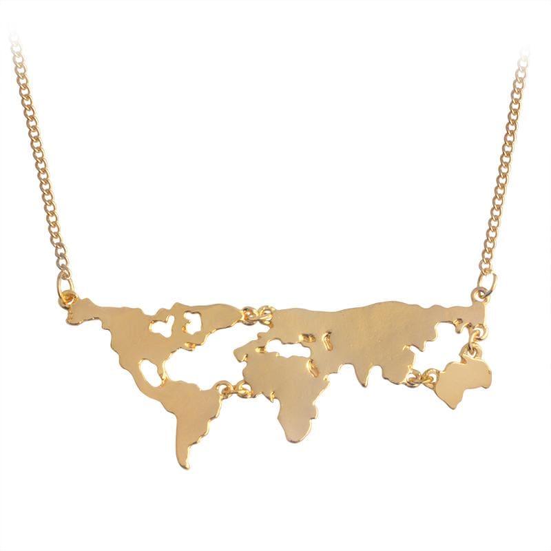 Collier Mappemonde / Carte du Monde Doré | Lilikdo