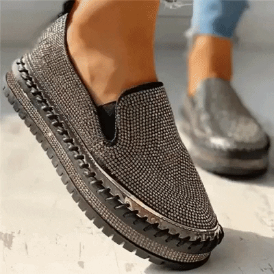Chaussures Slip - on Femme Plateforme à Strass | Lilikdo